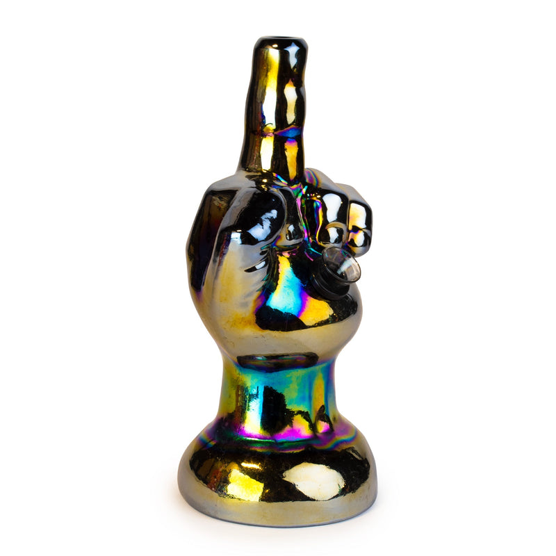8" Platinum Metallic Flippin' the Bird Water Pipe