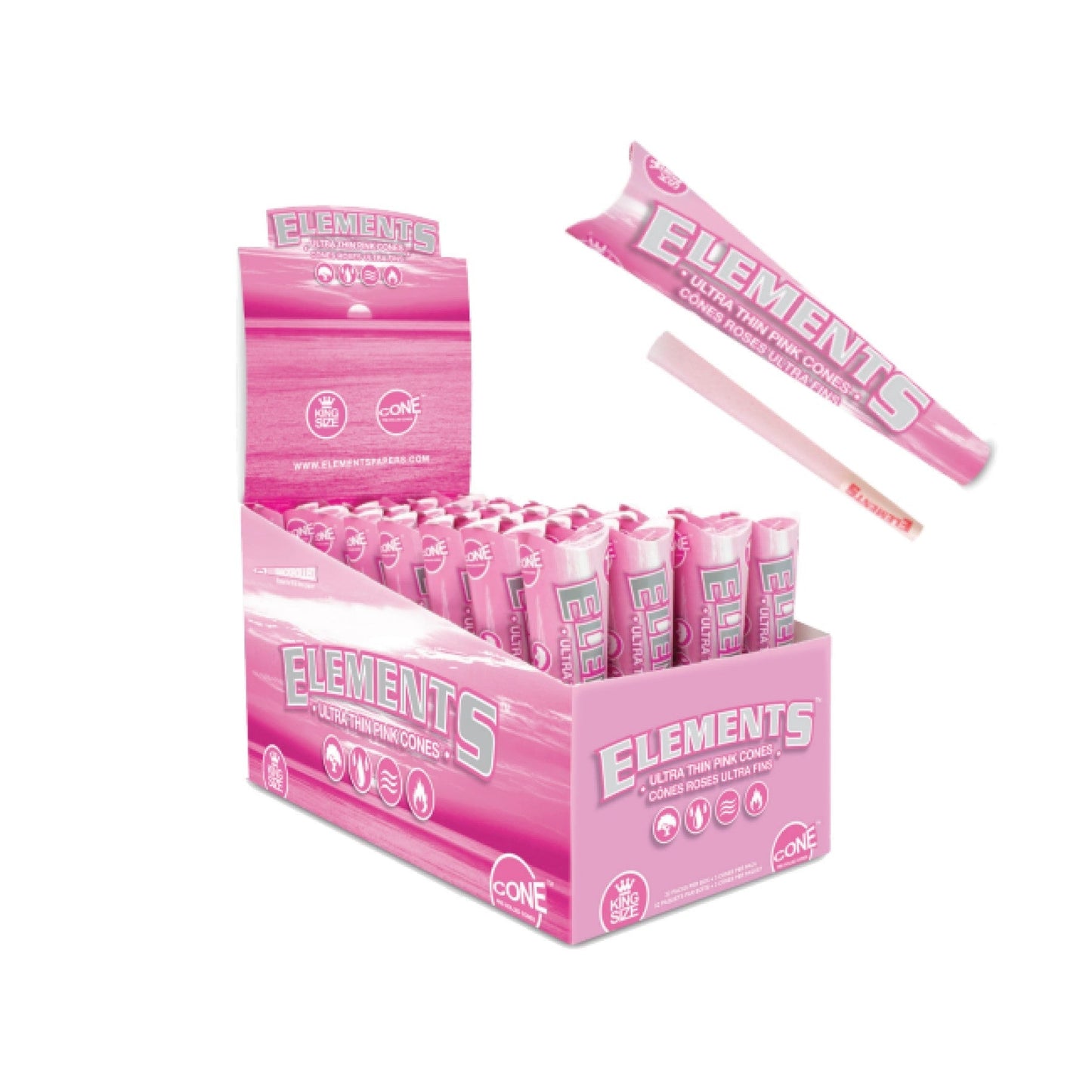 Pink King Size Cones (24 Packs of 3)