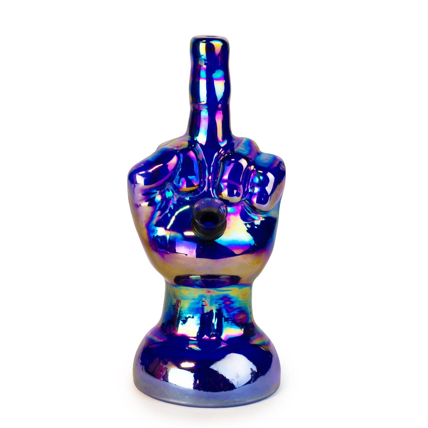 8" Platinum Metallic Flippin' the Bird Water Pipe