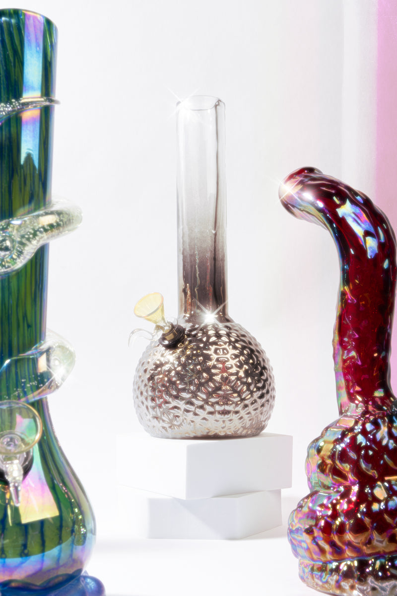10" Platinum Metallic Hammered Bubble Base Water Pipe