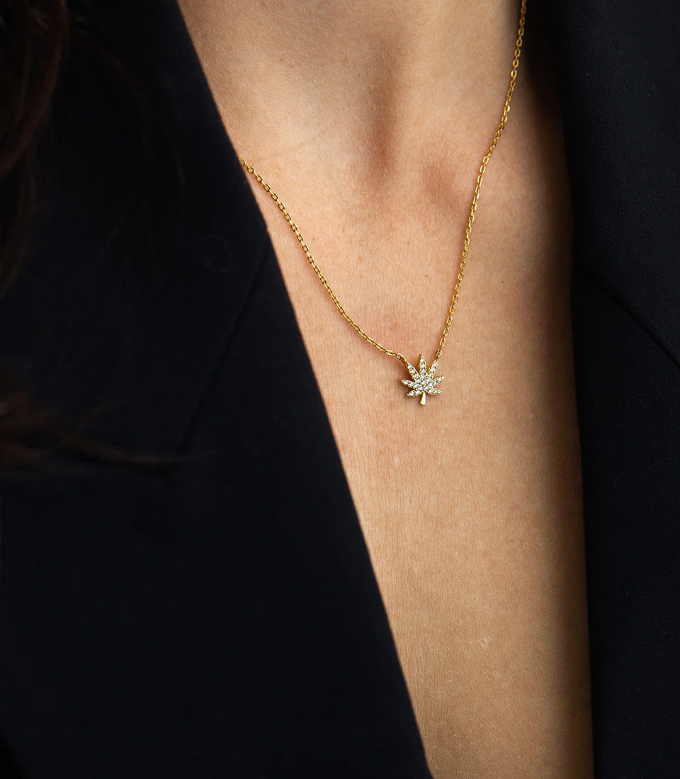 18K Gold Cannabis Leaf Necklace