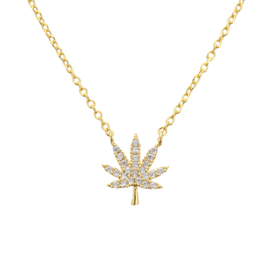 18K Gold Cannabis Leaf Necklace