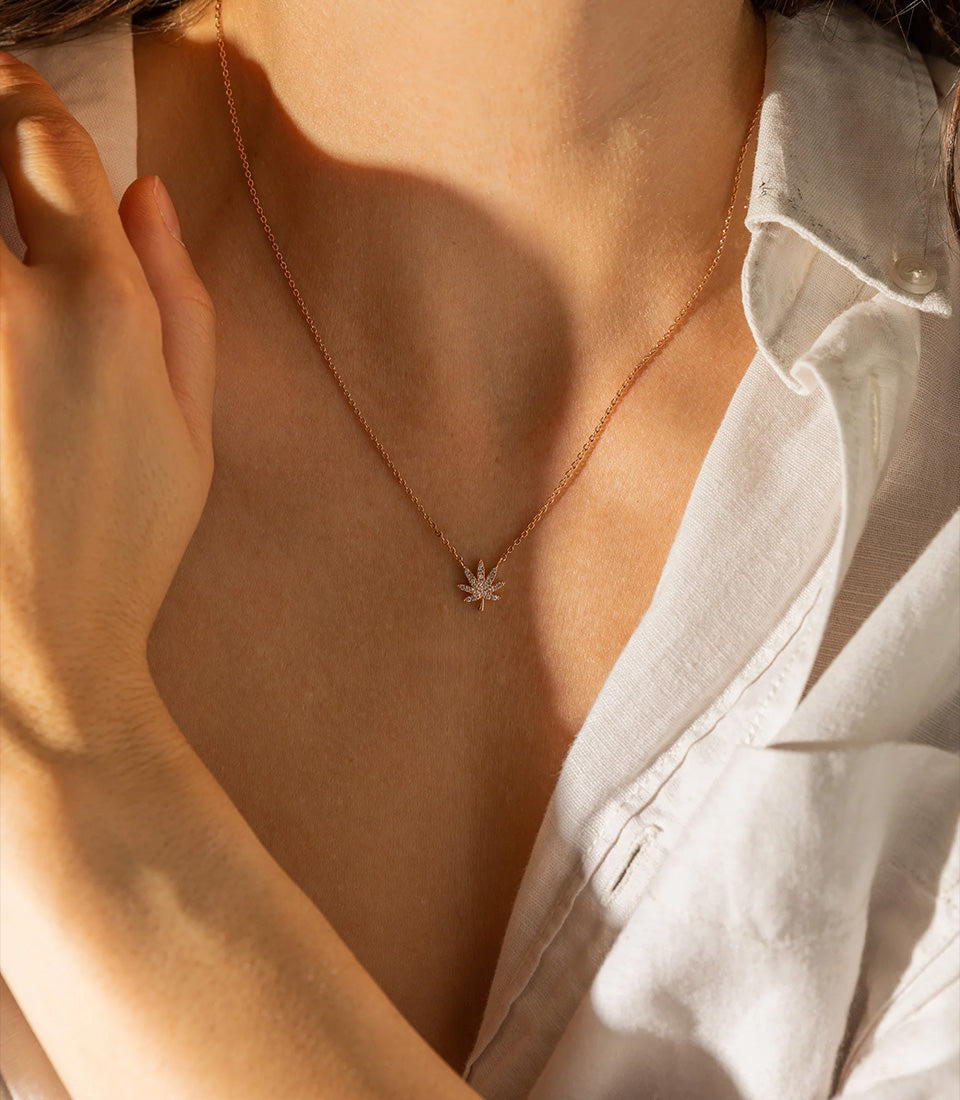Rose Gold Cannabis Leaf Necklace
