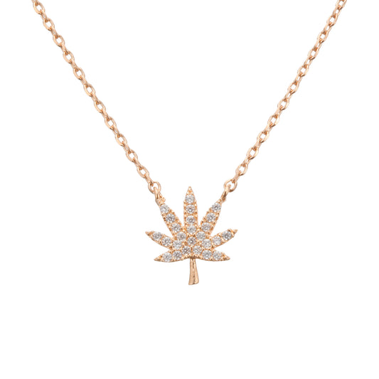 Rose Gold Cannabis Leaf Necklace