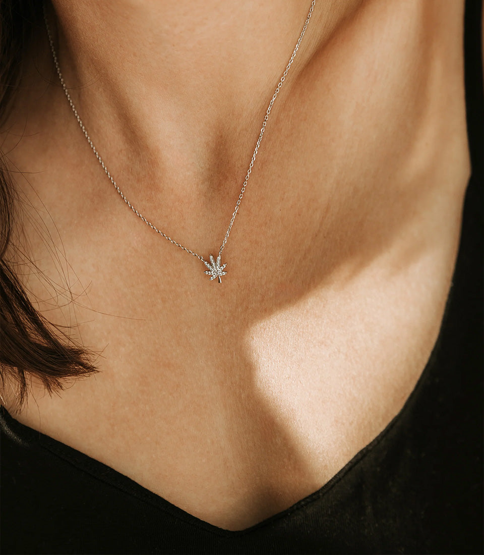Silver Cannabis Leaf Necklace