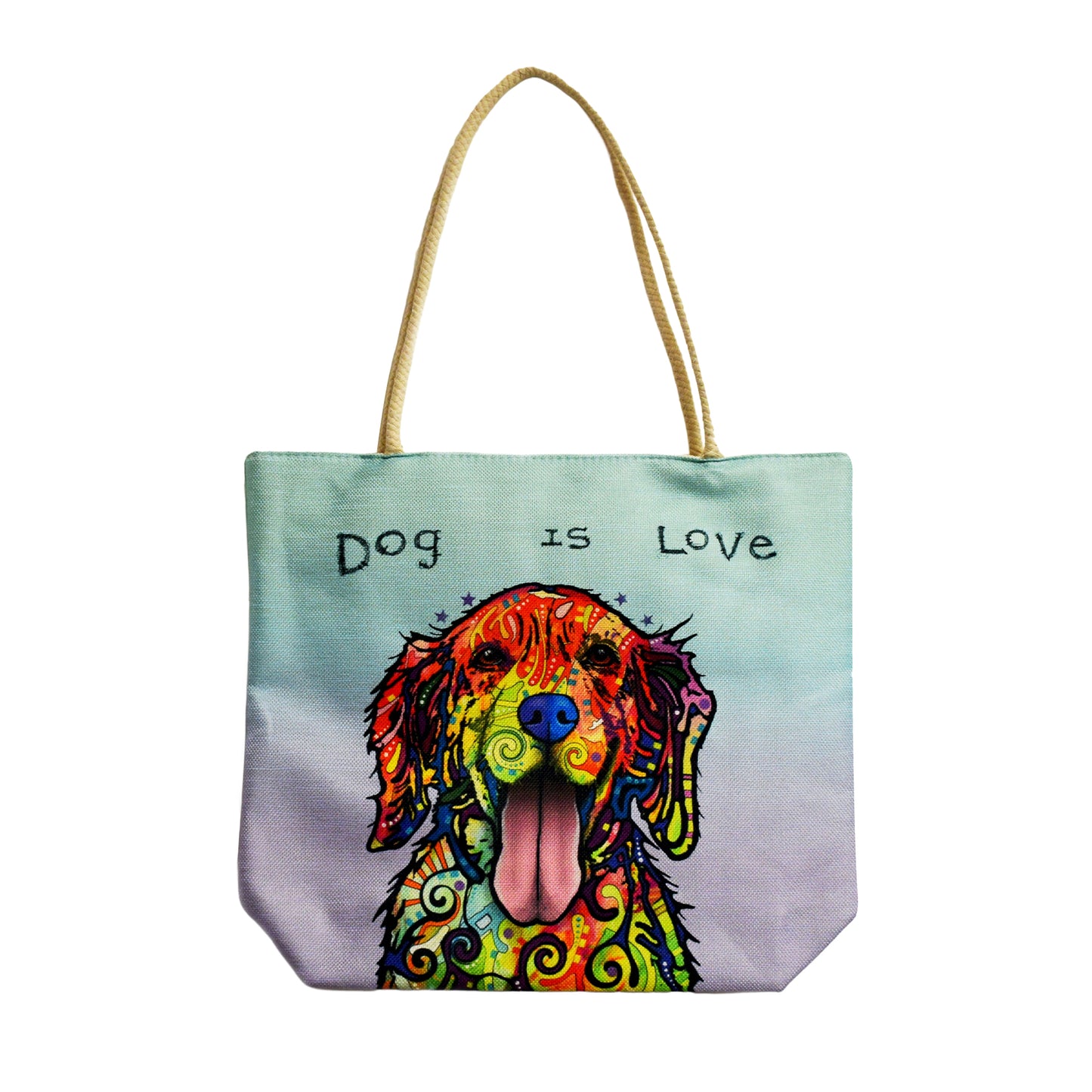 Dog is Love Techno Jute Tote Bag