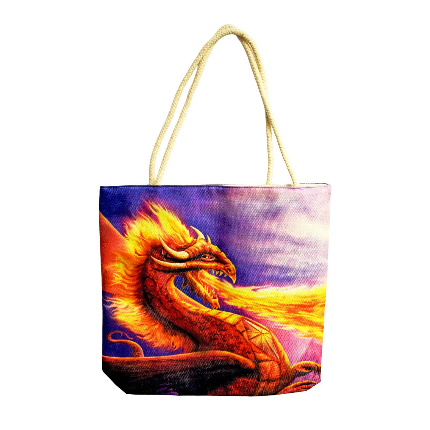 Fire Dragon Techno Jute Tote Bag