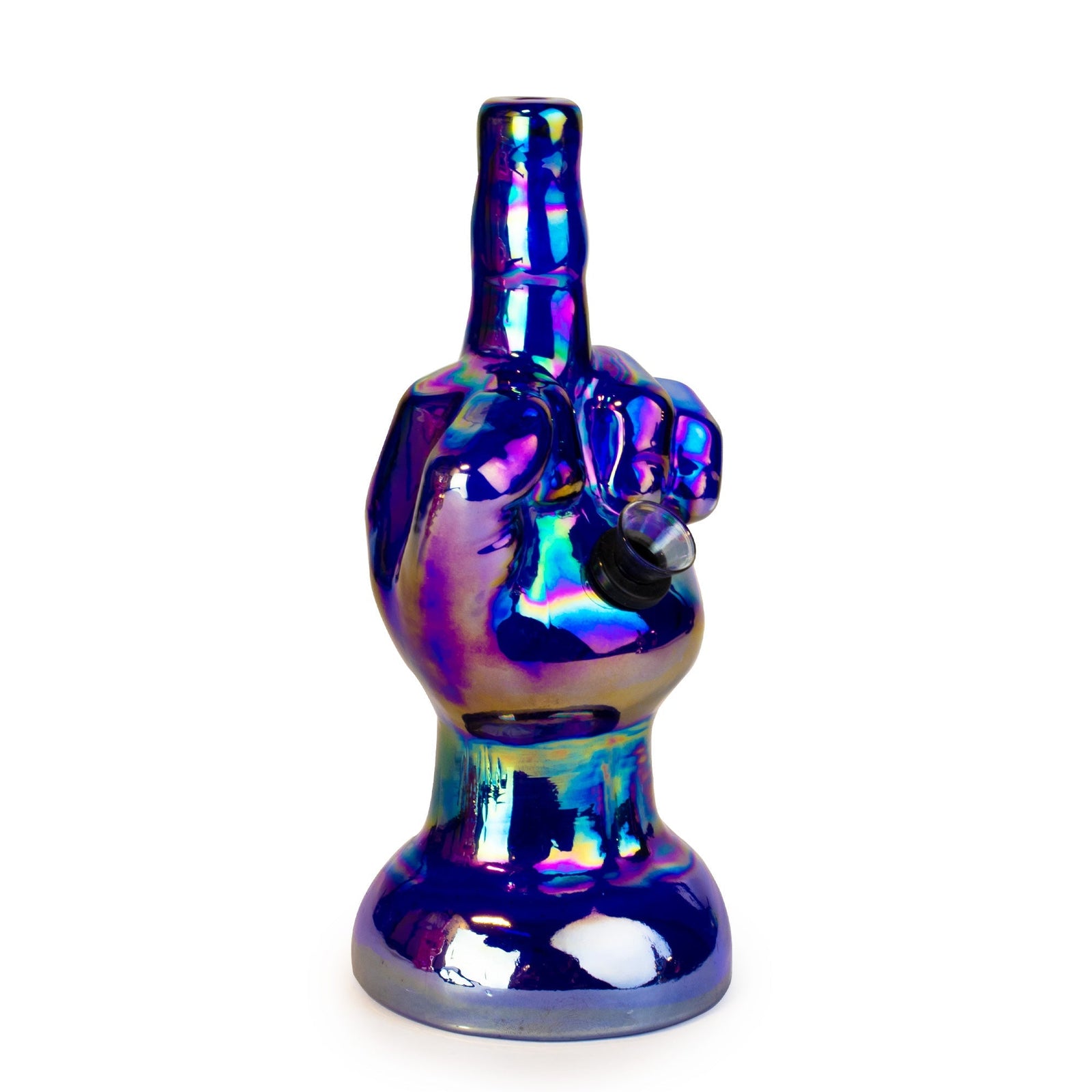 8" Platinum Metallic Flippin' the Bird Water Pipe
