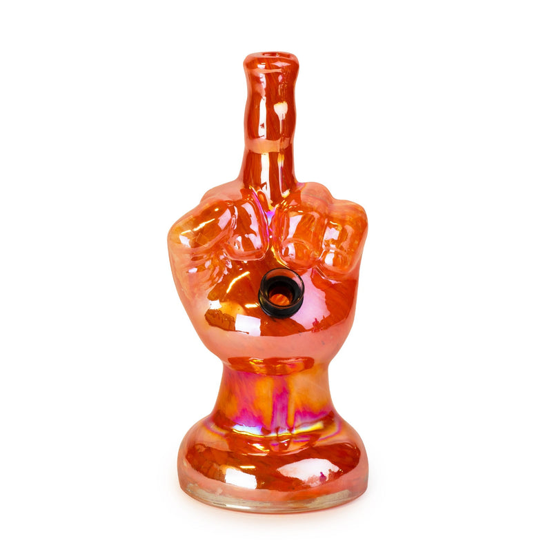 8" Platinum Metallic Flippin' the Bird Water Pipe