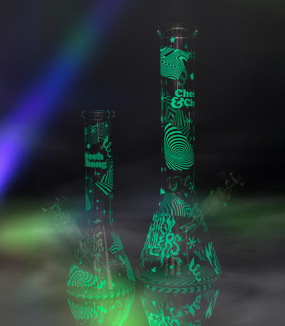 15" 7mm Thick Optical Illusion Glow-in-the-Dark Water Pipe