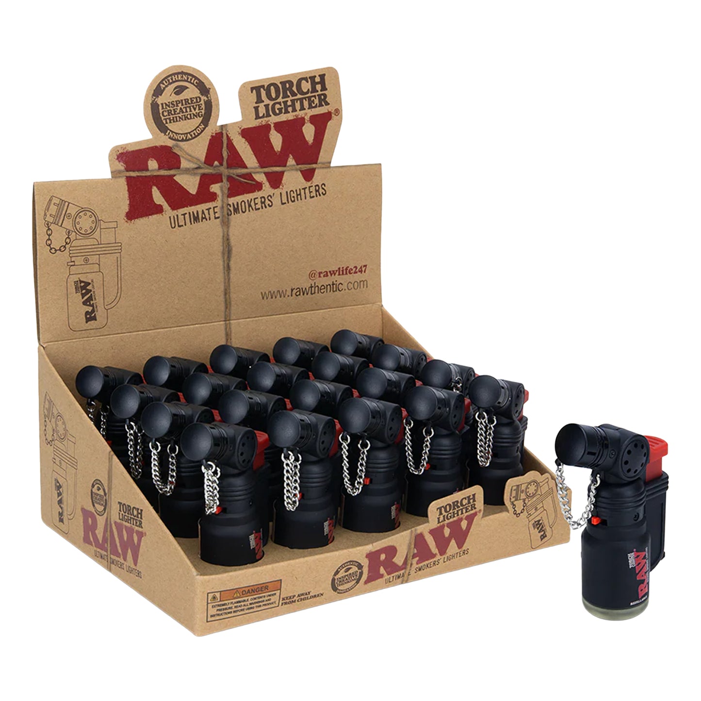 RAW® Torch Refillable Lighter (Display of 20)