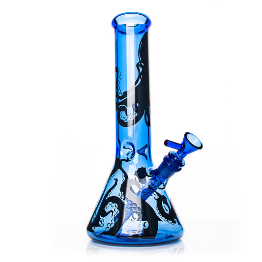 12" Sapphire Blue Octopus Beaker Base Water Pipe