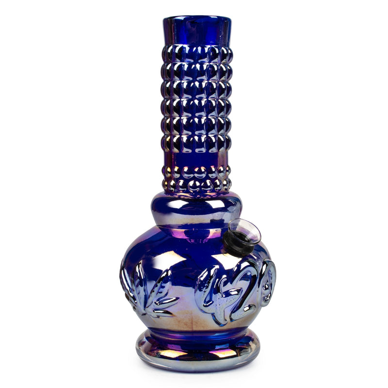 8" Platinum Metallic Water Pipe W/Embossed 420 & Leaf Designs