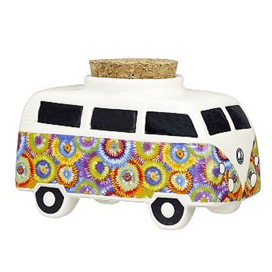 Vintage Bus Flower Power Ceramic Stash Jar