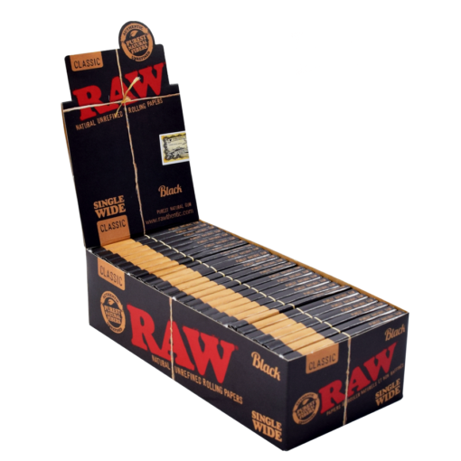 Black Single Wide Double Window Rolling Papers (Display of 25)