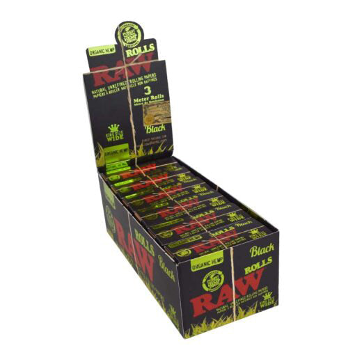 Black Organic King Size Wide Roll of Rolling Paper (Display of 9)