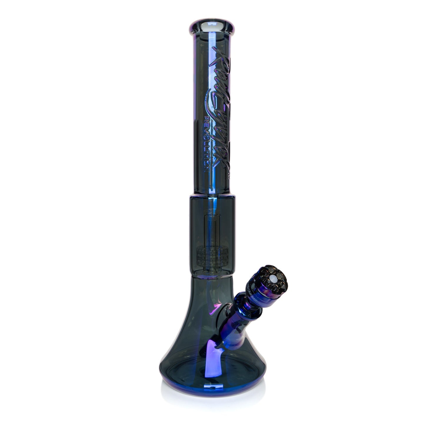 19" 7mm Thick Metallic Terminator Finish Revolution Dual Chamber Bell Base Water Pipe