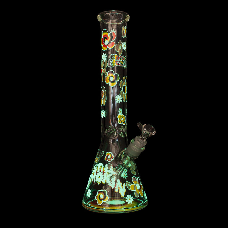 15" 7mm Thick Tie Dye Glow-in-the-Dark Water Pipe