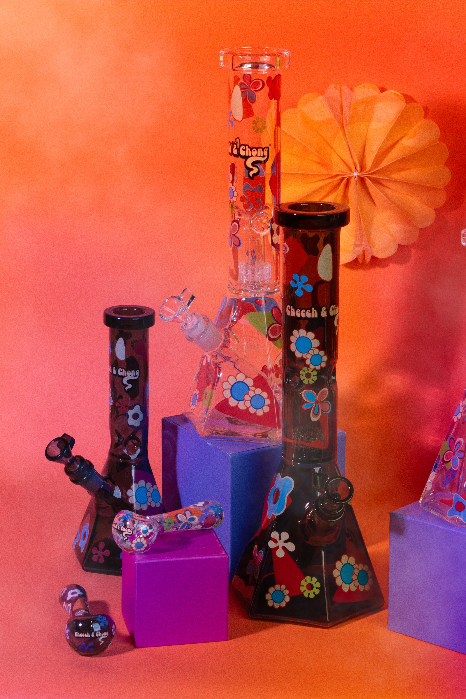 15" Power to the Flower Dual Chamber Hex Beaker Base Water Pipe