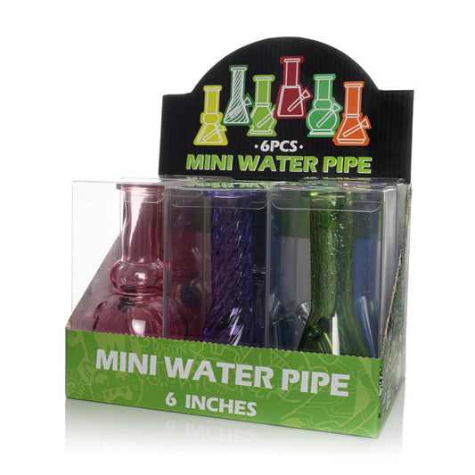 6" Transparent Mini Water Pipe Set (Display of 6)