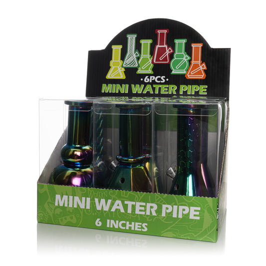 6" Electroplated Mini Water Pipe Set (Display of 6)