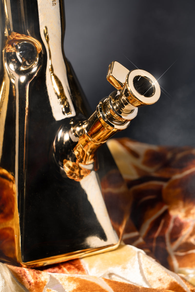 12" 24K Gold Terminator Hex Base Water Pipe