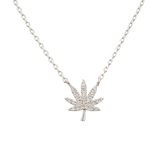 Silver Cannabis Leaf Necklace