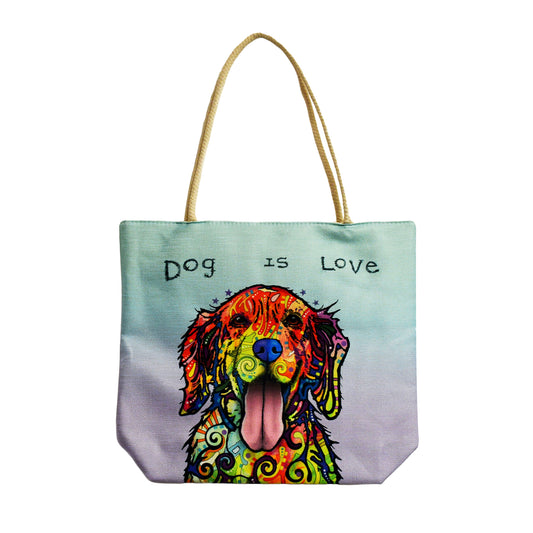 Dog is Love Techno Jute Tote Bag