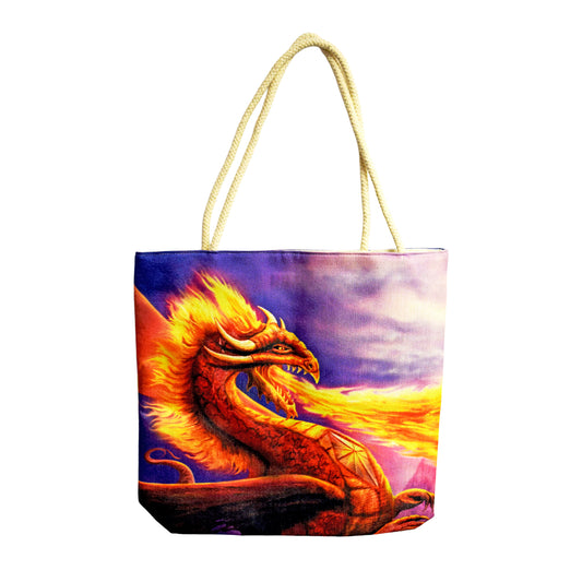 Fire Dragon Techno Jute Tote Bag