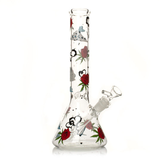 12" Roses & Weed Beaker Base Water Pipe