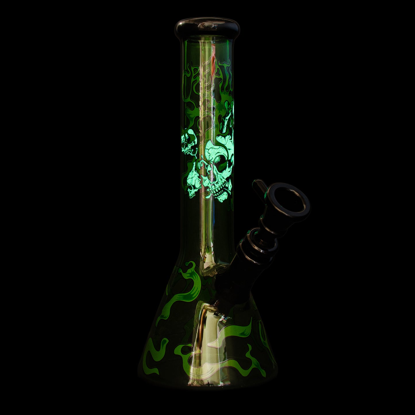 10” Glow-in-the-Dark Smoking Skulls Water Pipe