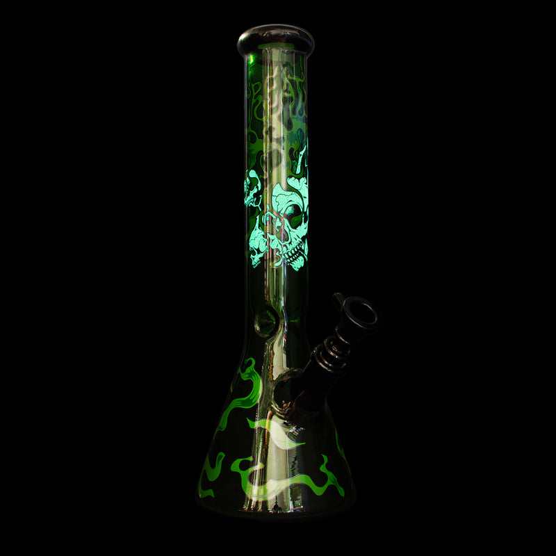 15” Glow-in-the-Dark Smoking Skulls Water Pipe