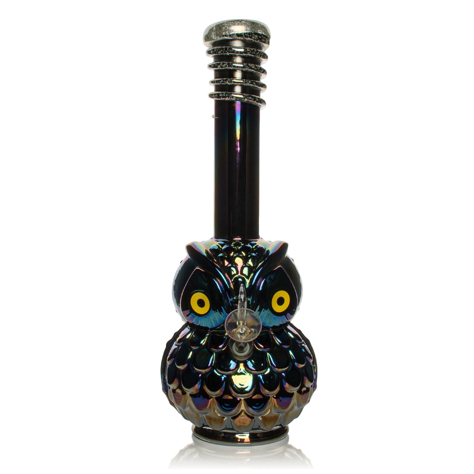 12" Platinum Metallic Owl Tube