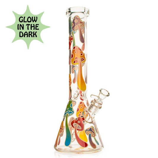 15" Glow-in-the-Dark Mushroom Magic Beaker Base Water Pipe