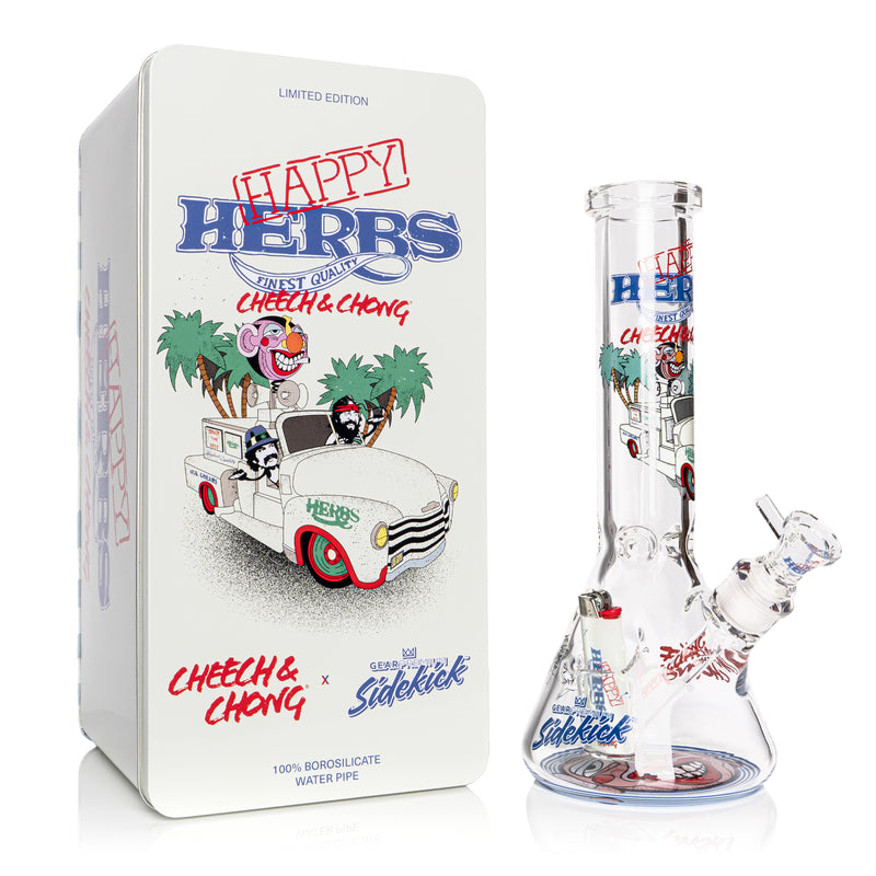 12" 7mm Thick Happy Herbs Sidekick Water Pipe (Limited Edition of 420)