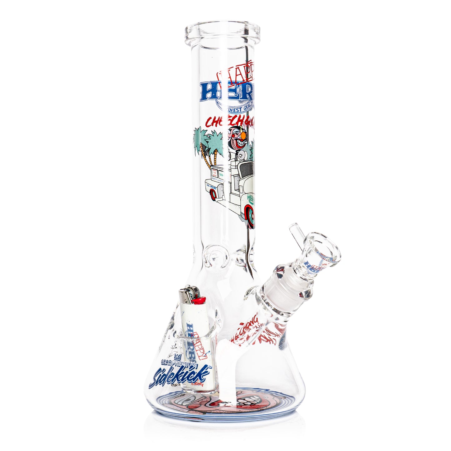 12" 7mm Thick Happy Herbs Sidekick Water Pipe (Limited Edition of 420)
