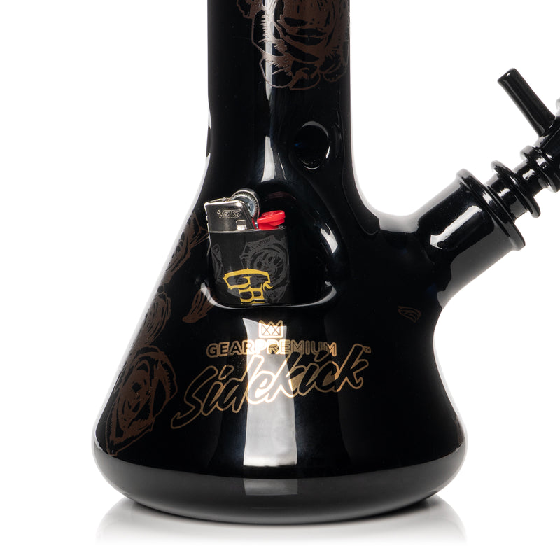 12" 7mm Thick Black & Gold Steal Your Face Sidekick Water Pipe (Limited Edition of 420)