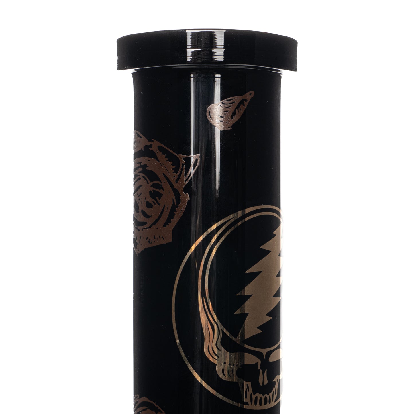 12" 7mm Thick Black & Gold Steal Your Face Sidekick Water Pipe (Limited Edition of 420)