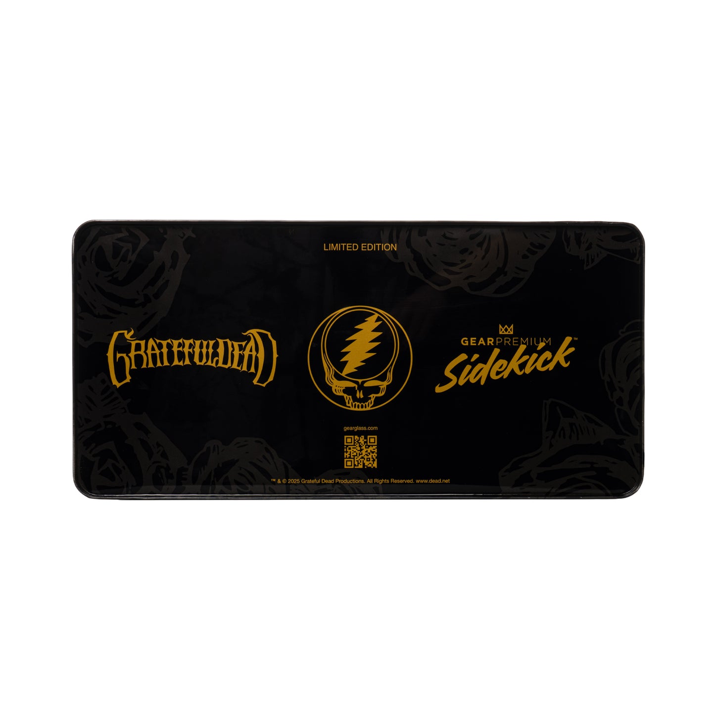 12" 7mm Thick Black & Gold Steal Your Face Sidekick Water Pipe (Limited Edition of 420)