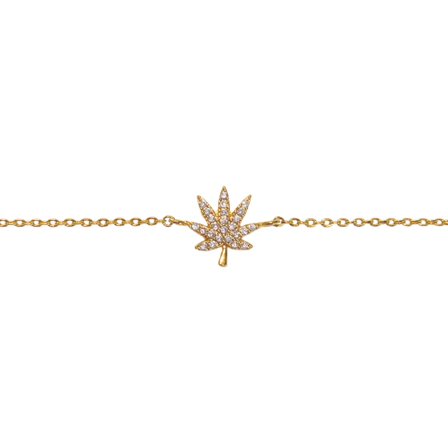 18K Gold Cannabis Leaf Bracelet