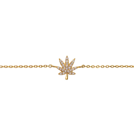 18K Gold Cannabis Leaf Bracelet