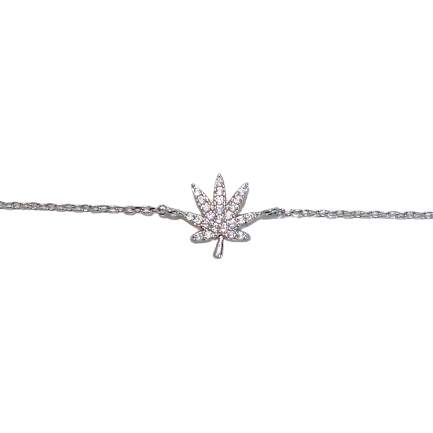 Silver Cannabis Leaf Bracelet