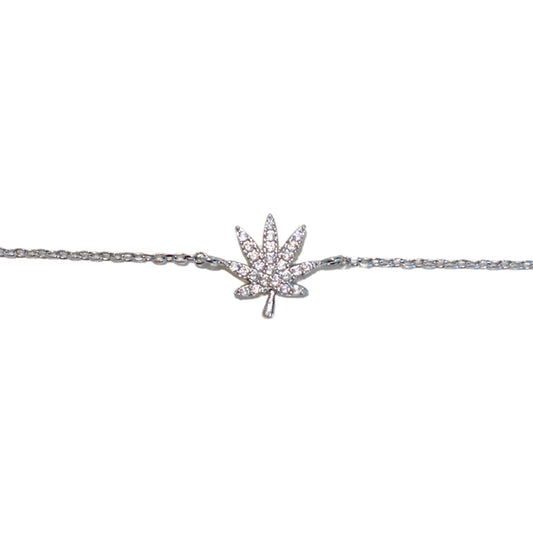 Silver Cannabis Leaf Bracelet
