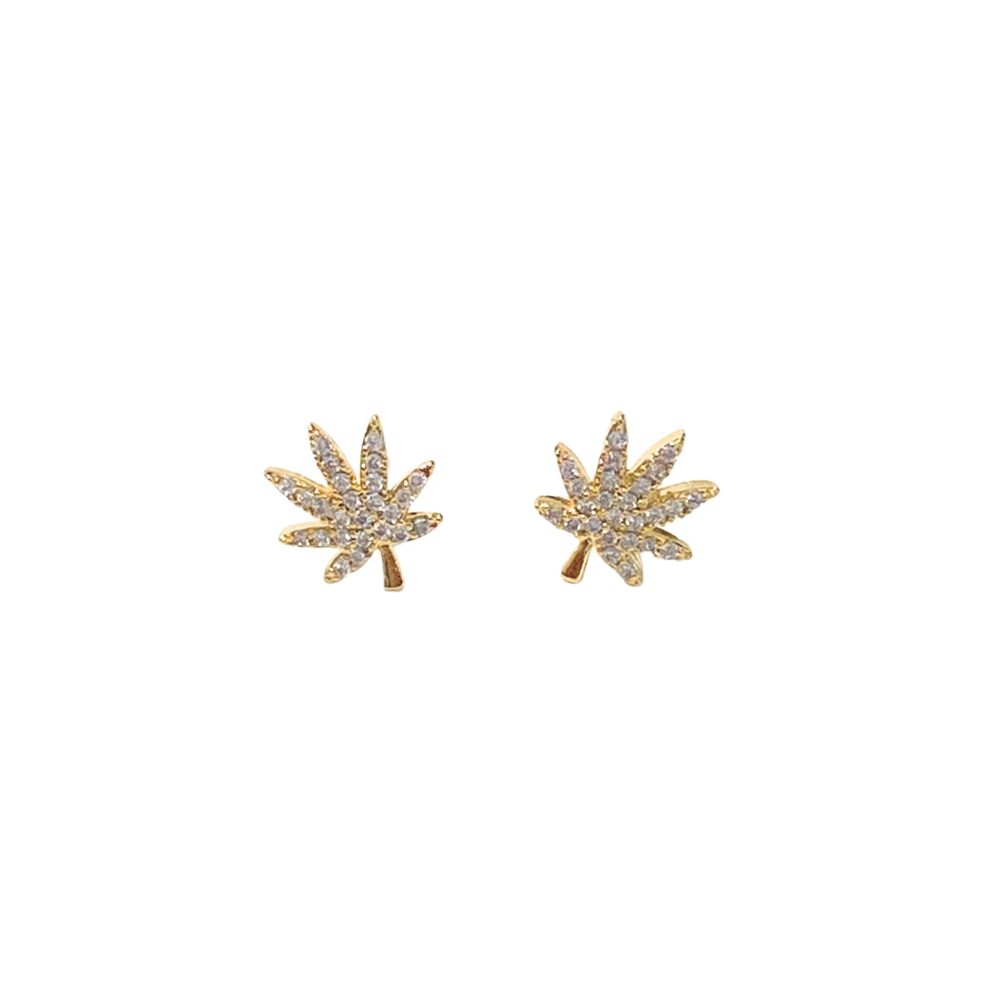 18K Gold Cannabis Leaf Earrings