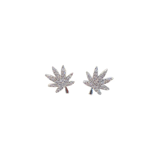 Silver Cannabis Leaf Earrings