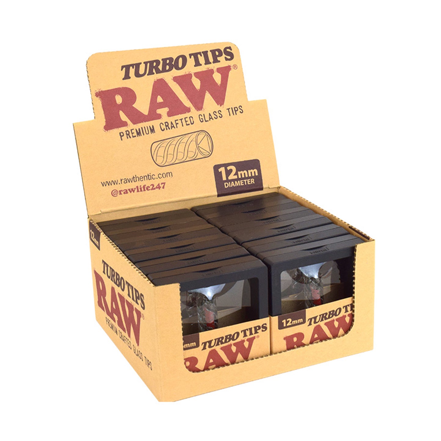 12mm Black Glass Turbo Tip (Display of 12)