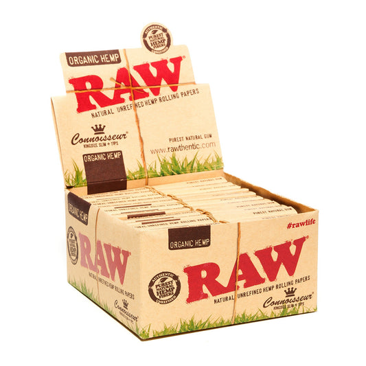 Organic King Size Slim Connoisseur Rolling Papers W/Tips (Display of 24)
