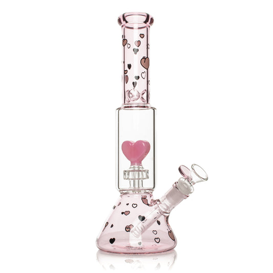 12" Dual Chamber Floating Hearts Water Pipe