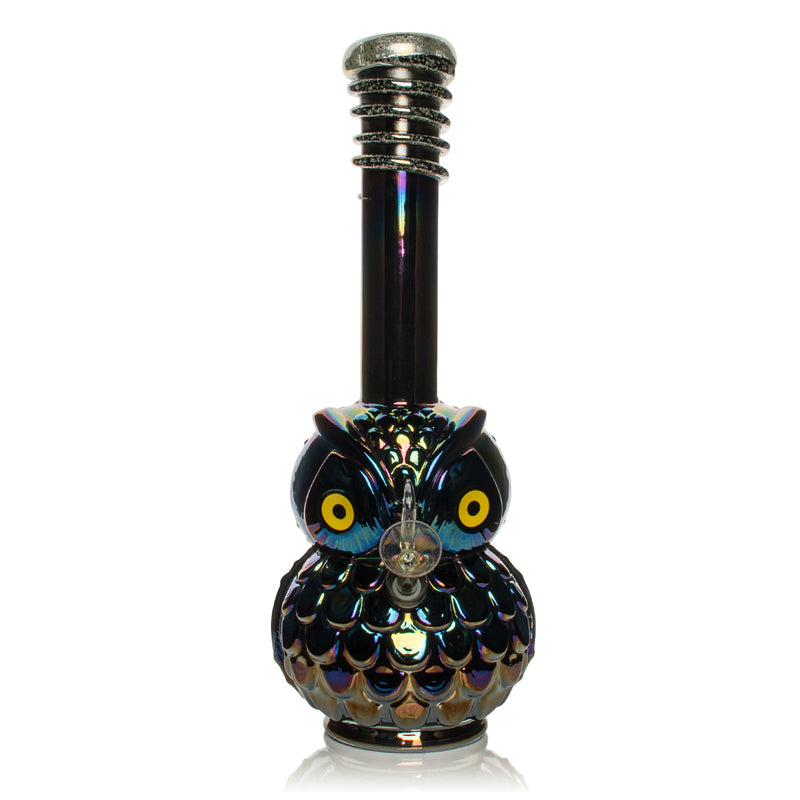 10" Platinum Metallic Owl Water Pipe